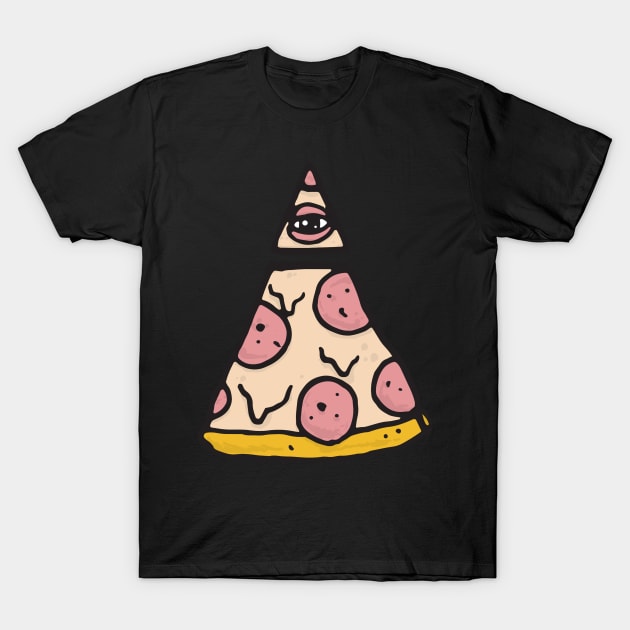 Illuminati Pizza T-Shirt by colouroutofspaceworkshop